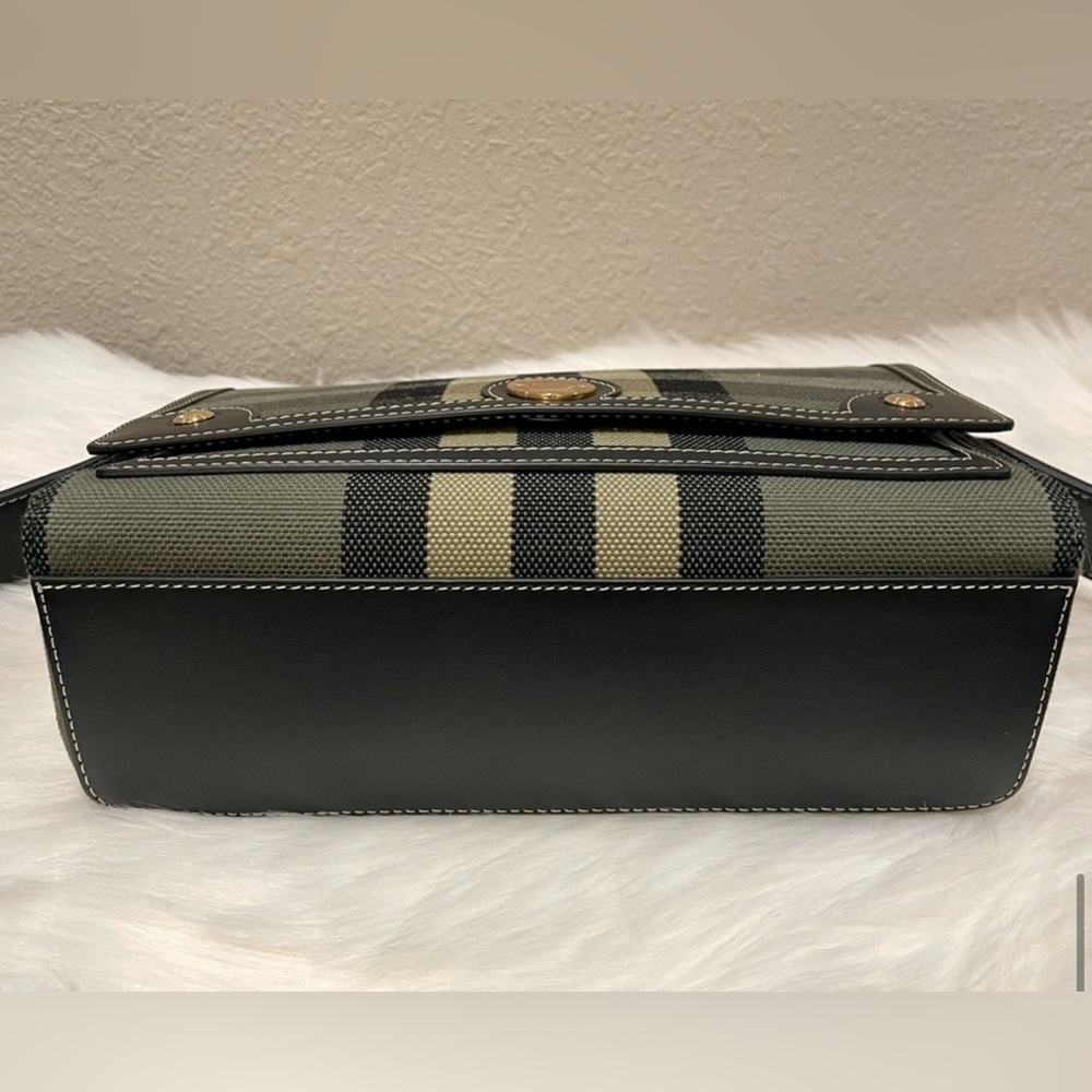 BURBERRY Check Jacquard & Leather Note Crossbody - Picture 5 of 6